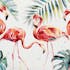 Tableau Flamants Rose Majestueux entourés de Feuilles tropicales tons multicolores 140x70cm