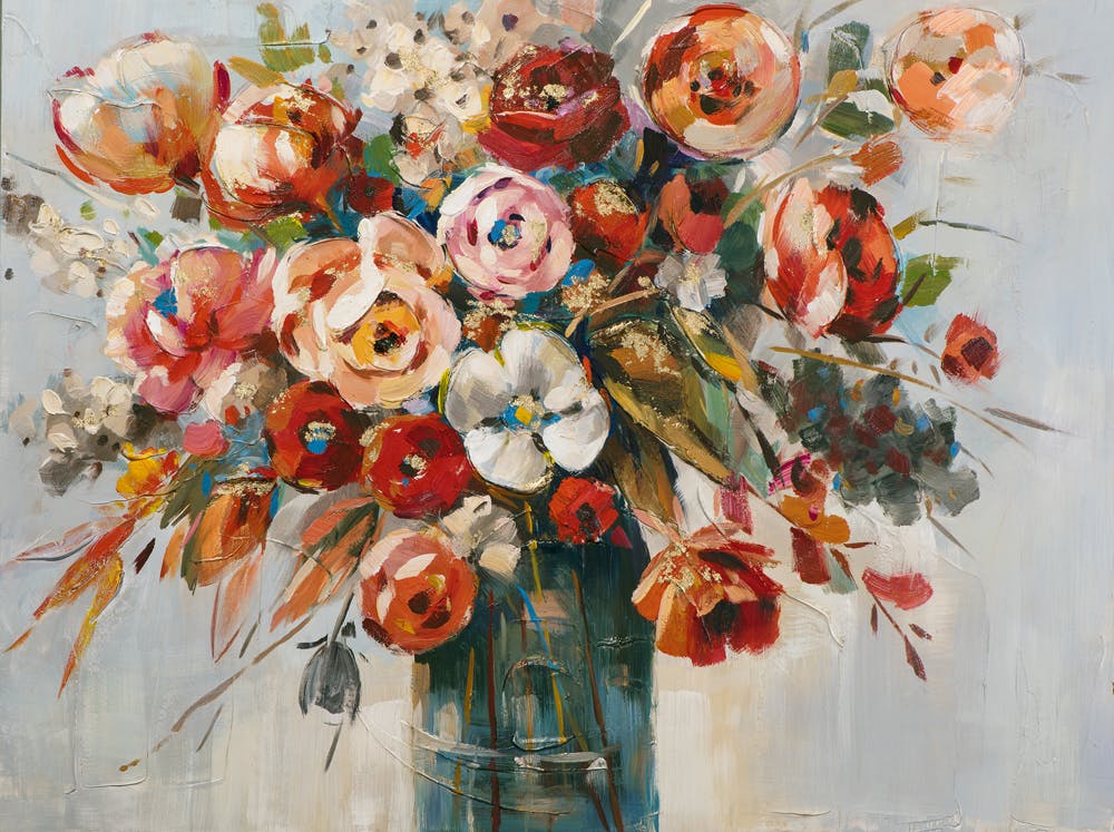 Bouquet De Fleurs En Peinture Acrylique