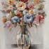 Tableau FLEURS Bouquet multicolore dans vase tons beiges et blancs 80x100cm