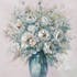 Tableau Fleurs en bouquet abstrait 100x100 Argenté. Peinture acrylique et feuilles métal