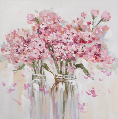 Tableau Fleurs en bouquet abstrait 40x40 Peinture acrylique