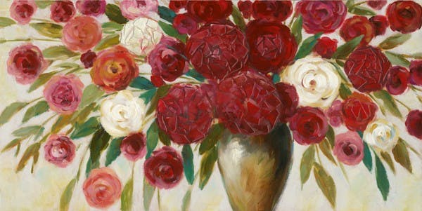 Tableau Fleurs en bouquet abstrait 70x140 Peinture acrylique aspect brillant
