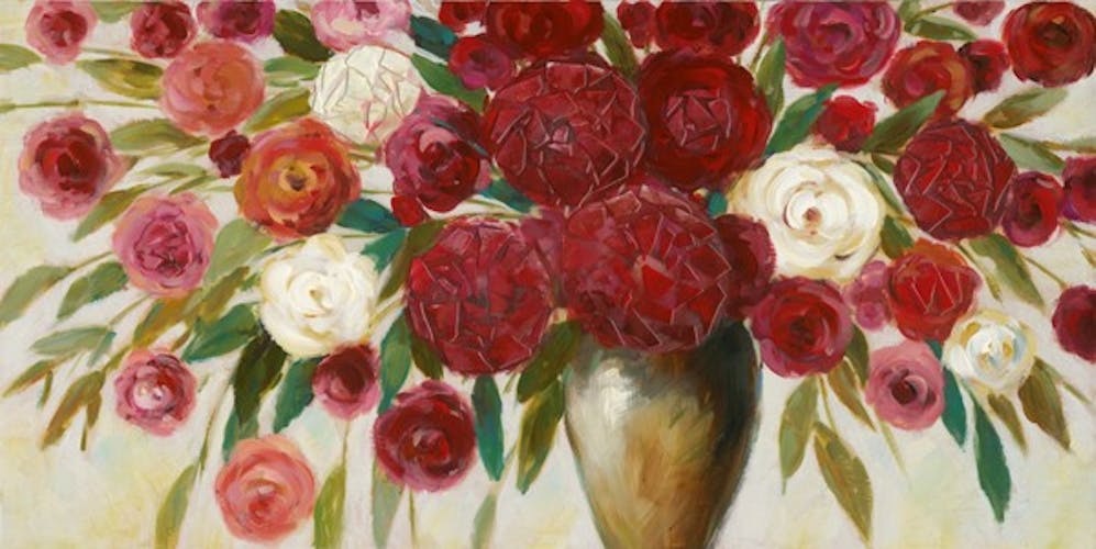 Tableau Fleurs en bouquet abstrait 70x140 Peinture acrylique aspect brillant