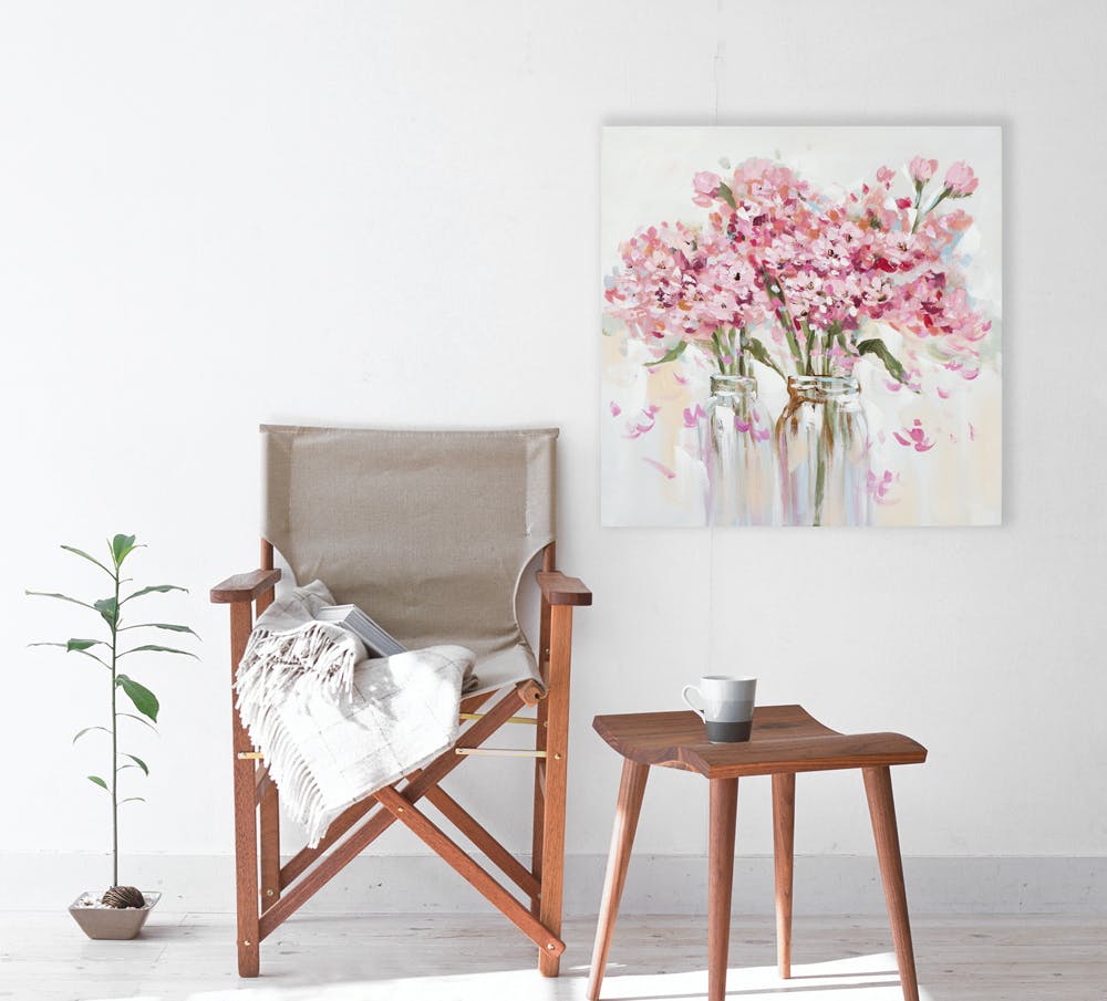 Peinture sur toile multicolore fleurs 80x3,7x100 cm