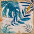 Tableau FLEURS Feuille tropicale tons bleus, verts et beiges 40x40cm