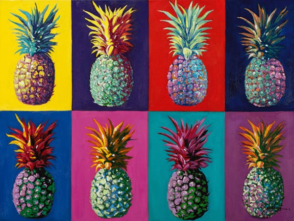 Tableau FLEURS POP-ART Ananas multicolors 90x120cm
