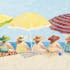 Tableau MARINE Femmes Pulpeuses à la plage scrutant l'horizon marin couleurs vives 140x70cm