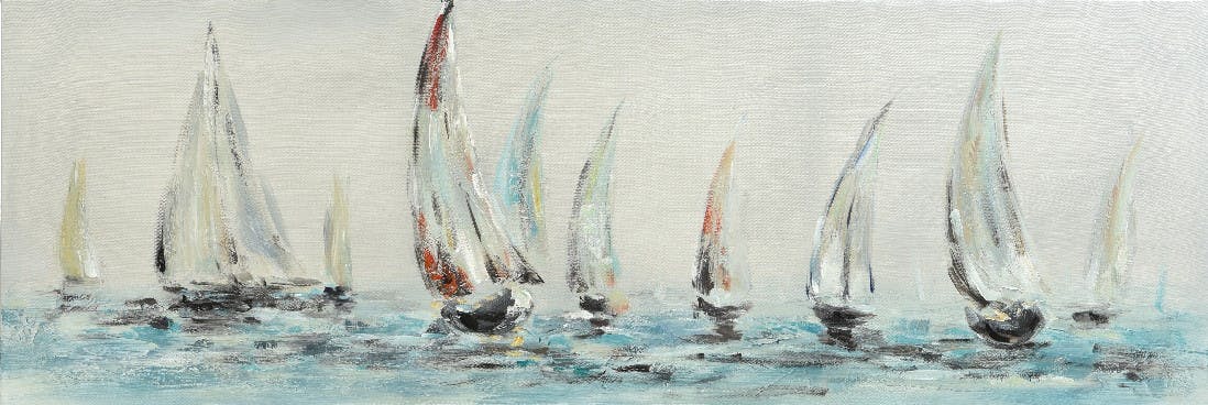 Tableau MARINE voiliers au vent 150x50cm