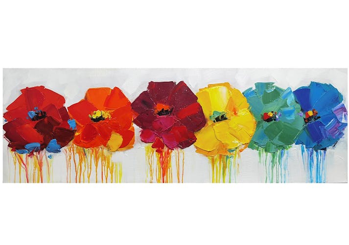 Tableau moderne fleurs stylisées multicolores
