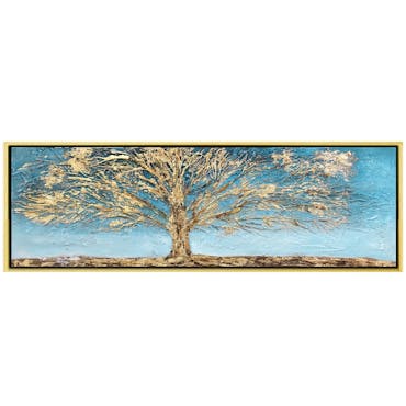  Tableau nature en relief arbre couleur or cadre doré