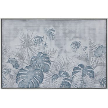 Tableau nature feuilles en relief cadre blanc