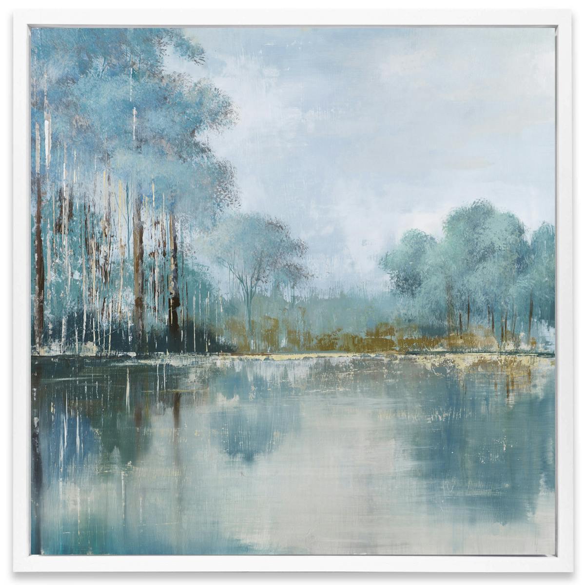 Tableau PAYSAGE Blanc Caisse américaine en bois blanc 80x80cm