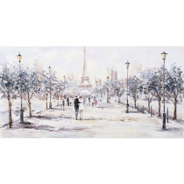 Tableau PAYSAGE Paris et sa Tour Eiffel tons doux 140x70cm