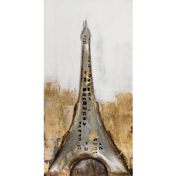 Tableau PAYSAGE Tour Eiffel tons noirs, blancs et bruns 60x120cm