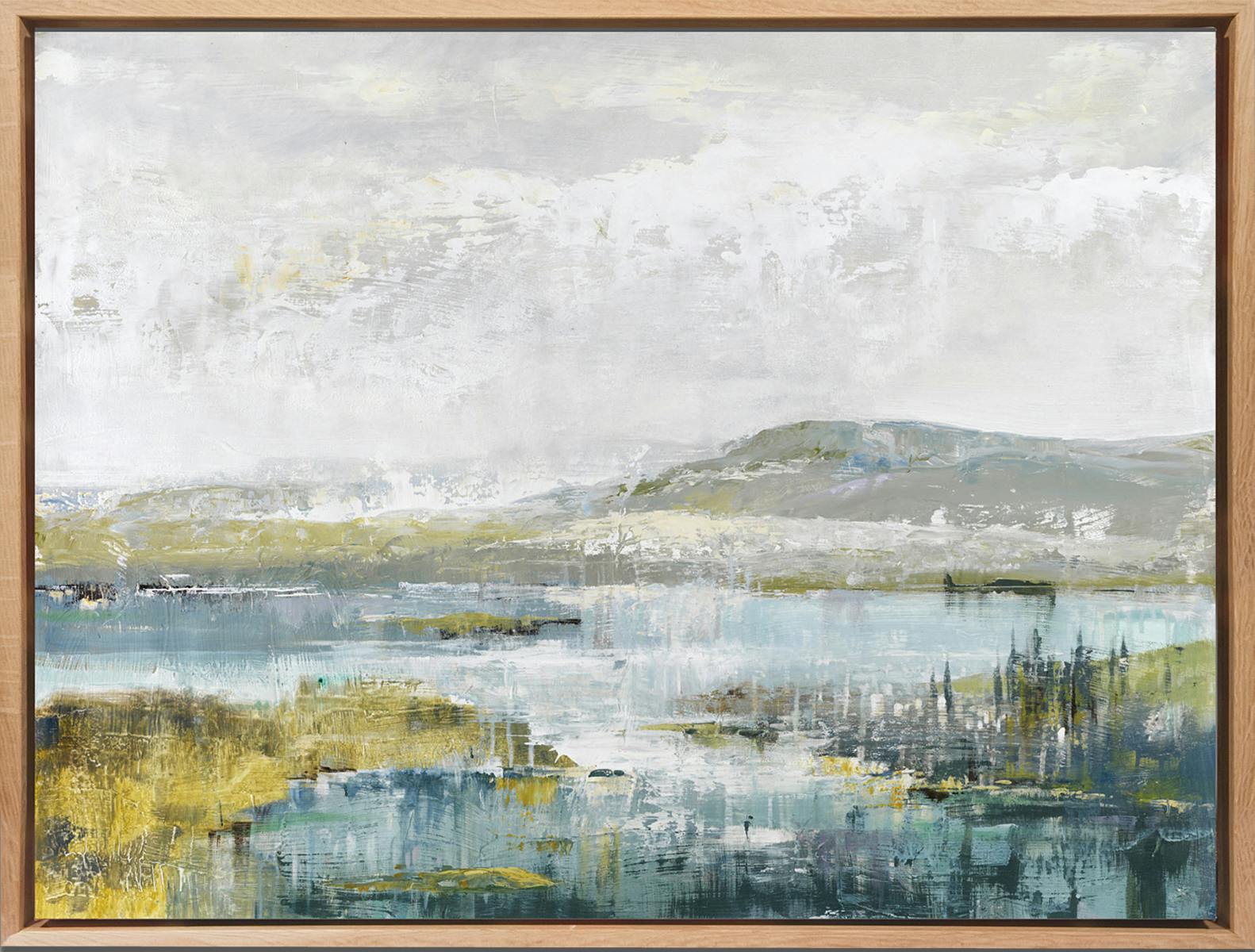 Tableau PAYSAGE Turquoise Caisse américaine en chêne 100x75cm