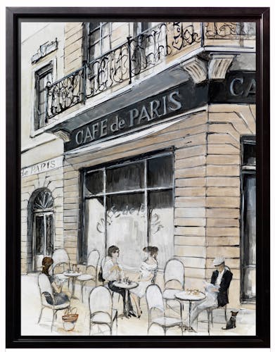 Tableau PAYSAGE URBAIN Café de Paris Caisse américaine en bois noir 80x60cm