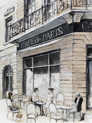 Tableau PAYSAGE URBAIN Café de Paris Caisse américaine en bois noir 80x60cm