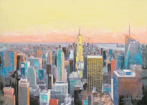 Tableau Paysage urbain POP ART 100X140. Peinture acrylique