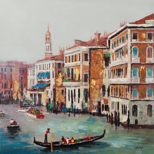 Tableau PAYSAGE URBAIN Vue sur Venise multicolore 100x100cm