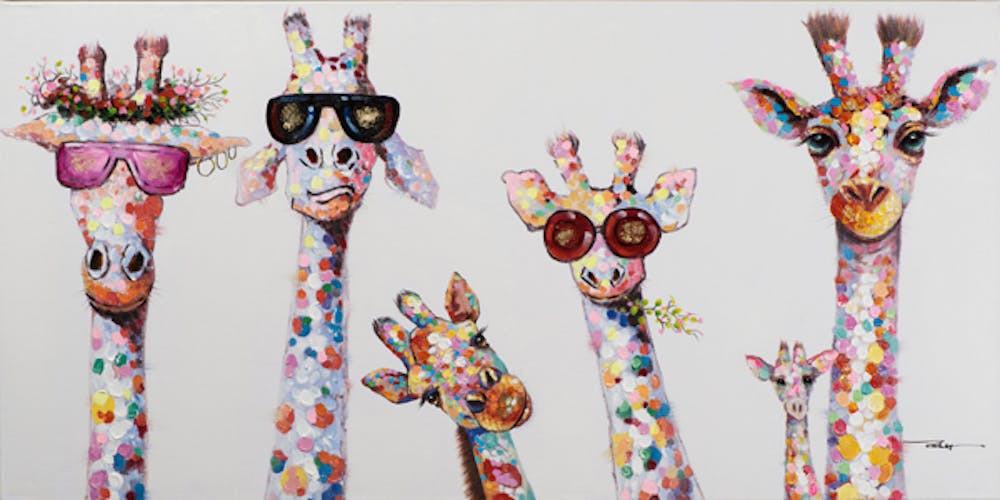 Tableau pop art 6 girafes petit modèle