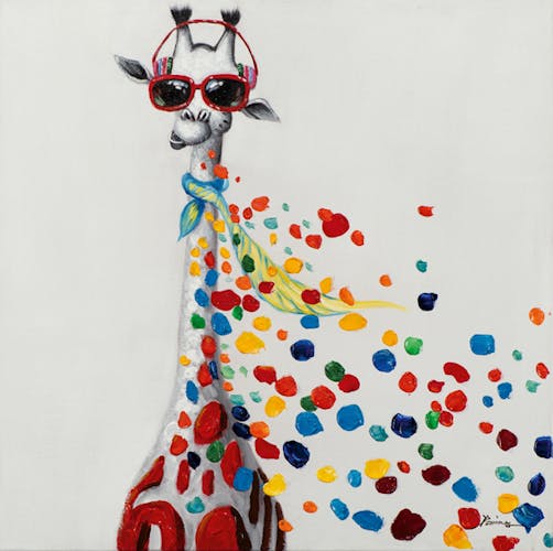 Tableau pop art girafe avec casque audio