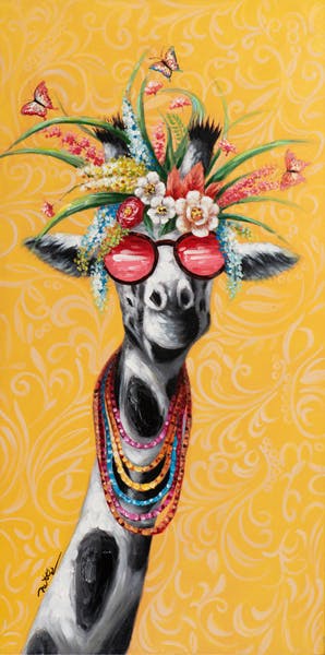 Tableau pop art girafe costumée