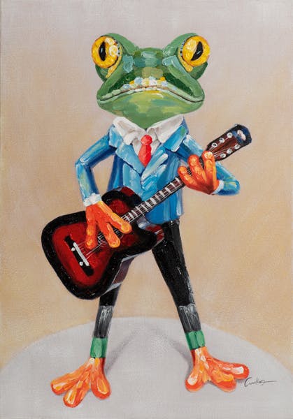 Tableau pop art grenouille rocker