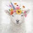 Tableau pop art mouton avec fleurs