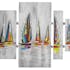 Tableau Quadryptique MARINE Voiliers couleurs vives sur ciel et mer gris avec éléments métal 100x134cm