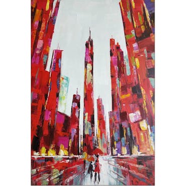Tableau urbain buildings rouges