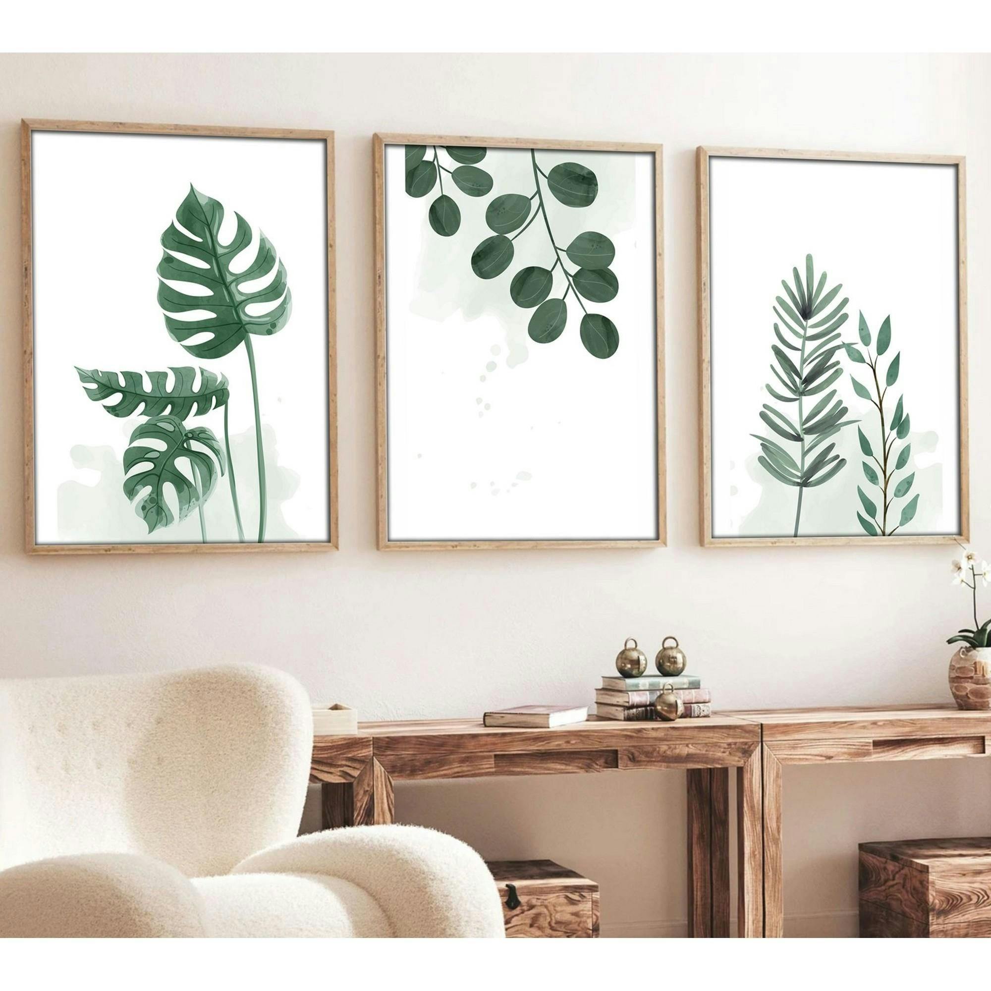 Tableau végétal minimaliste – détail feuillage ( lot de 3)