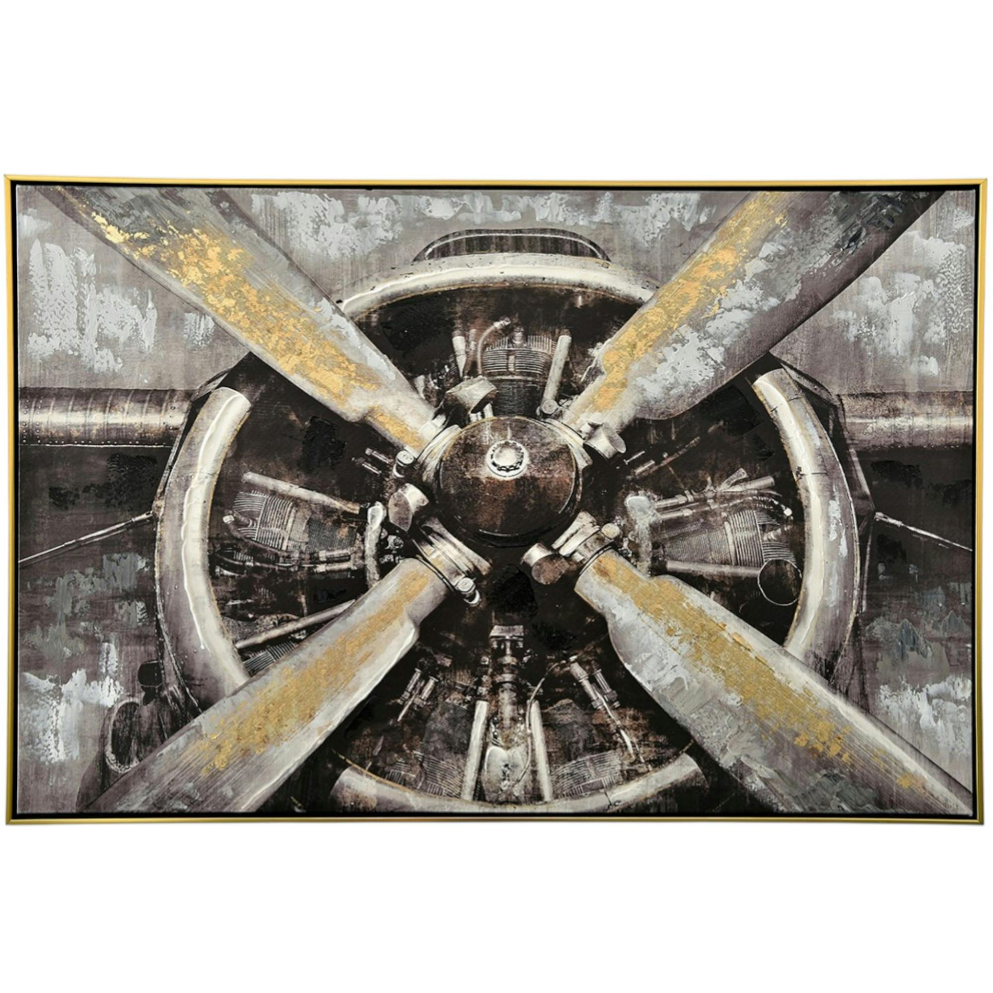 Tableau vintage réacteur d'avion cadre doré