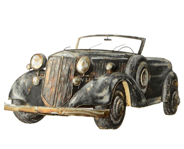 Tableau voiture ancienne bois métal 100x56 cm