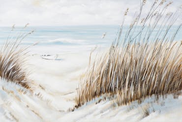  Tableau Vue MARINE Bords de mer et banc de sable tons bleus, beiges, blancs et gris 120x80cm