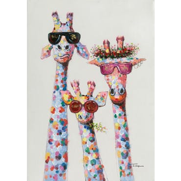  Tableaux Girafes POP ART 70X100 Doré. Peinture acrylique et feuilles métal