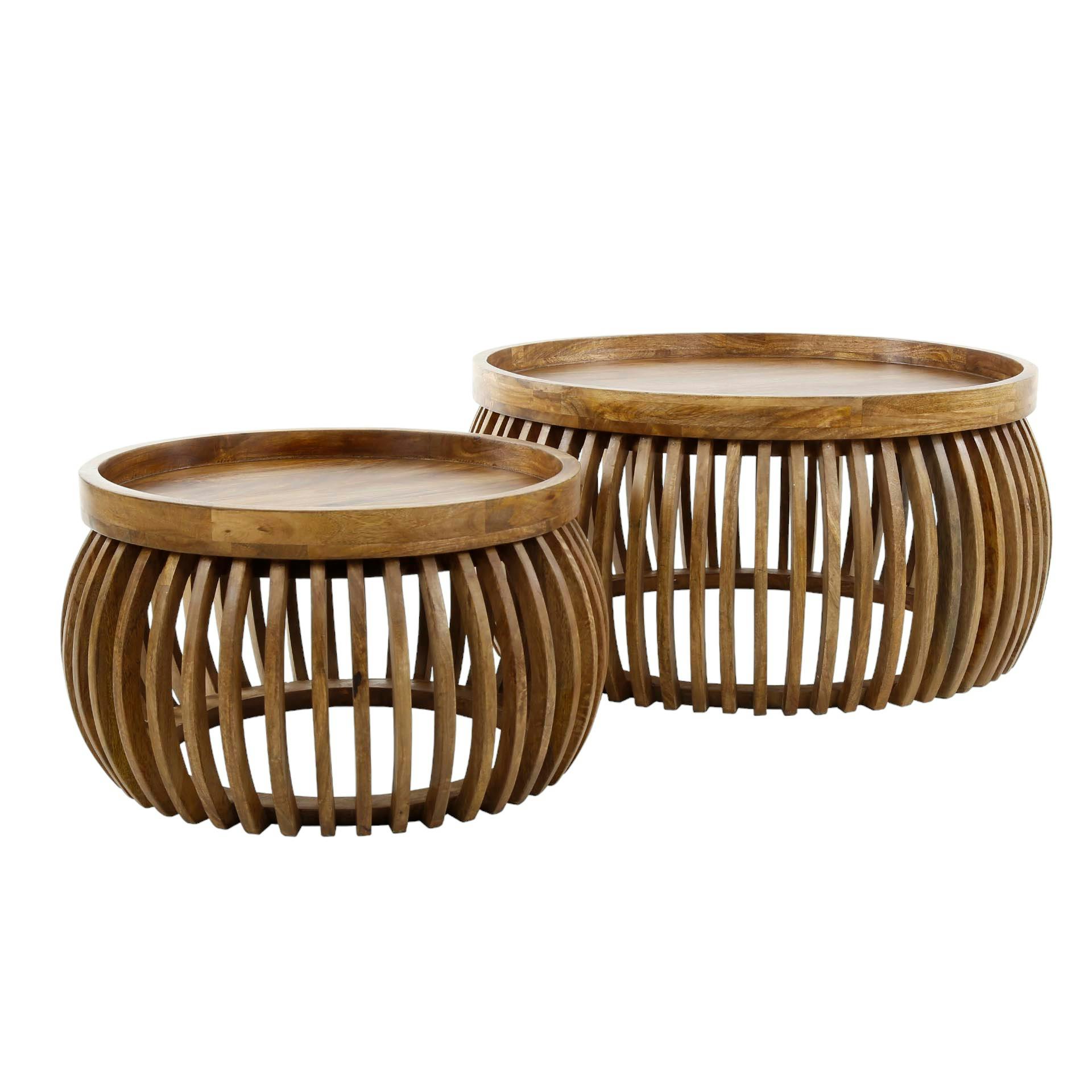 Tables basses rondes avec baguettes bois (lot de 2) DELHI