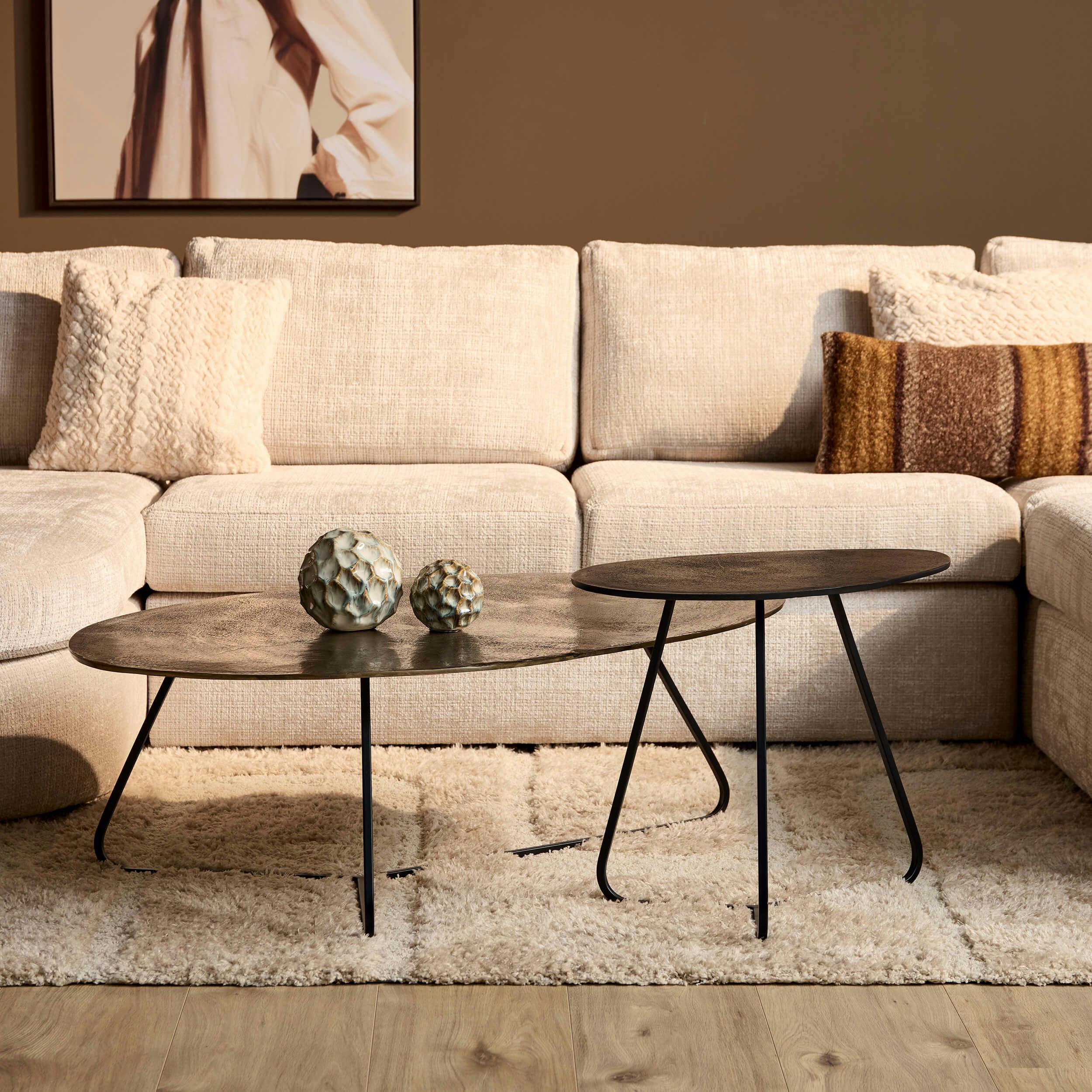 Tables de salon organiques noir et doré (lot de 2) KANO