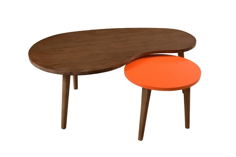 Tables gigognes cannelle Orange Vintage Bois 100cm LUCIEN