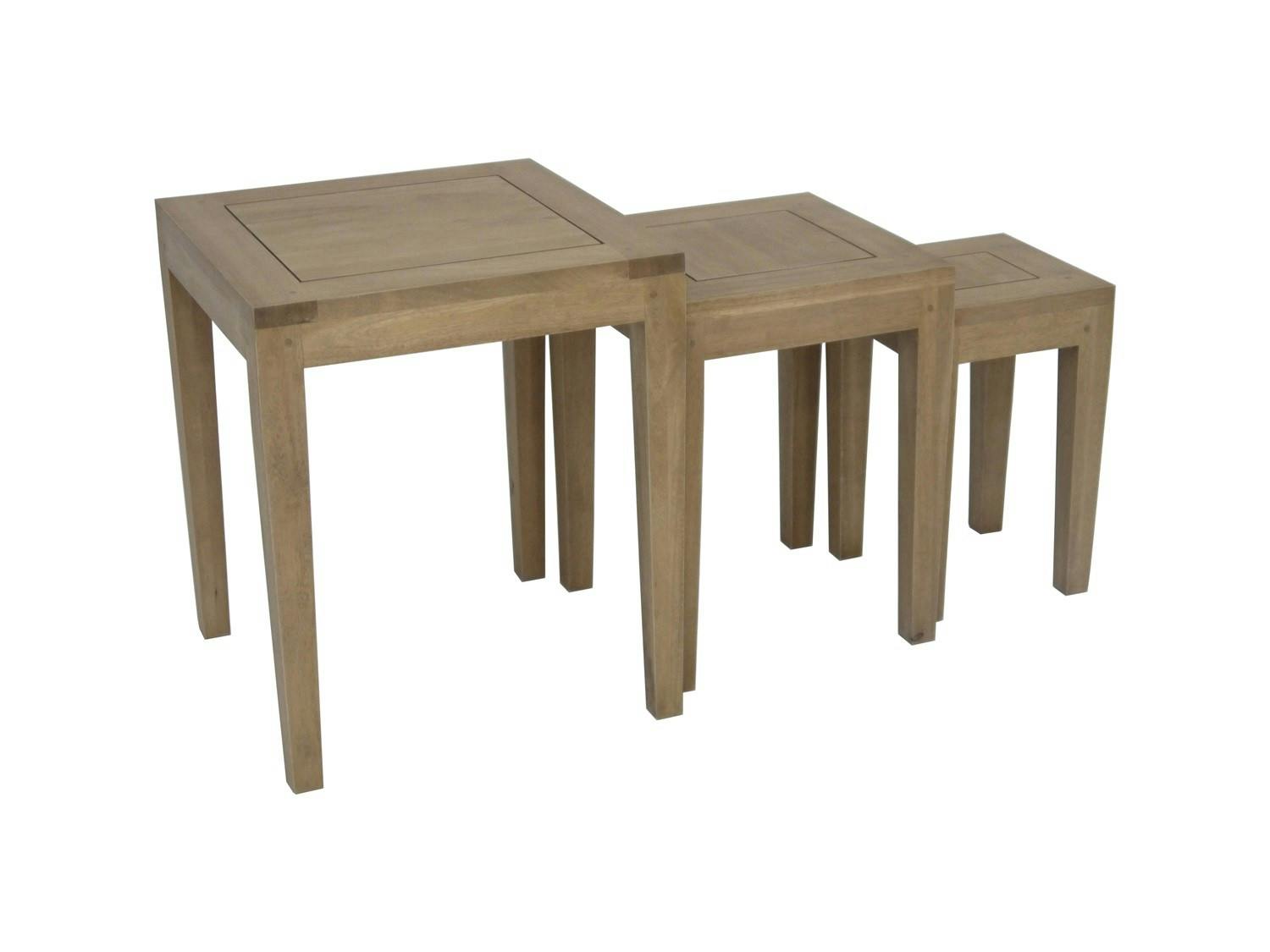 Tables gigognes hévéa MAORI lot de 3