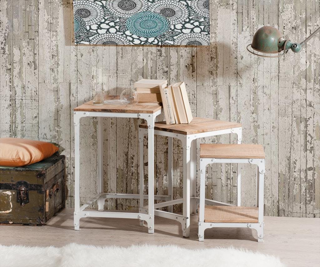 Tables gigognes x3 manguier et métal 49x43 RALF
