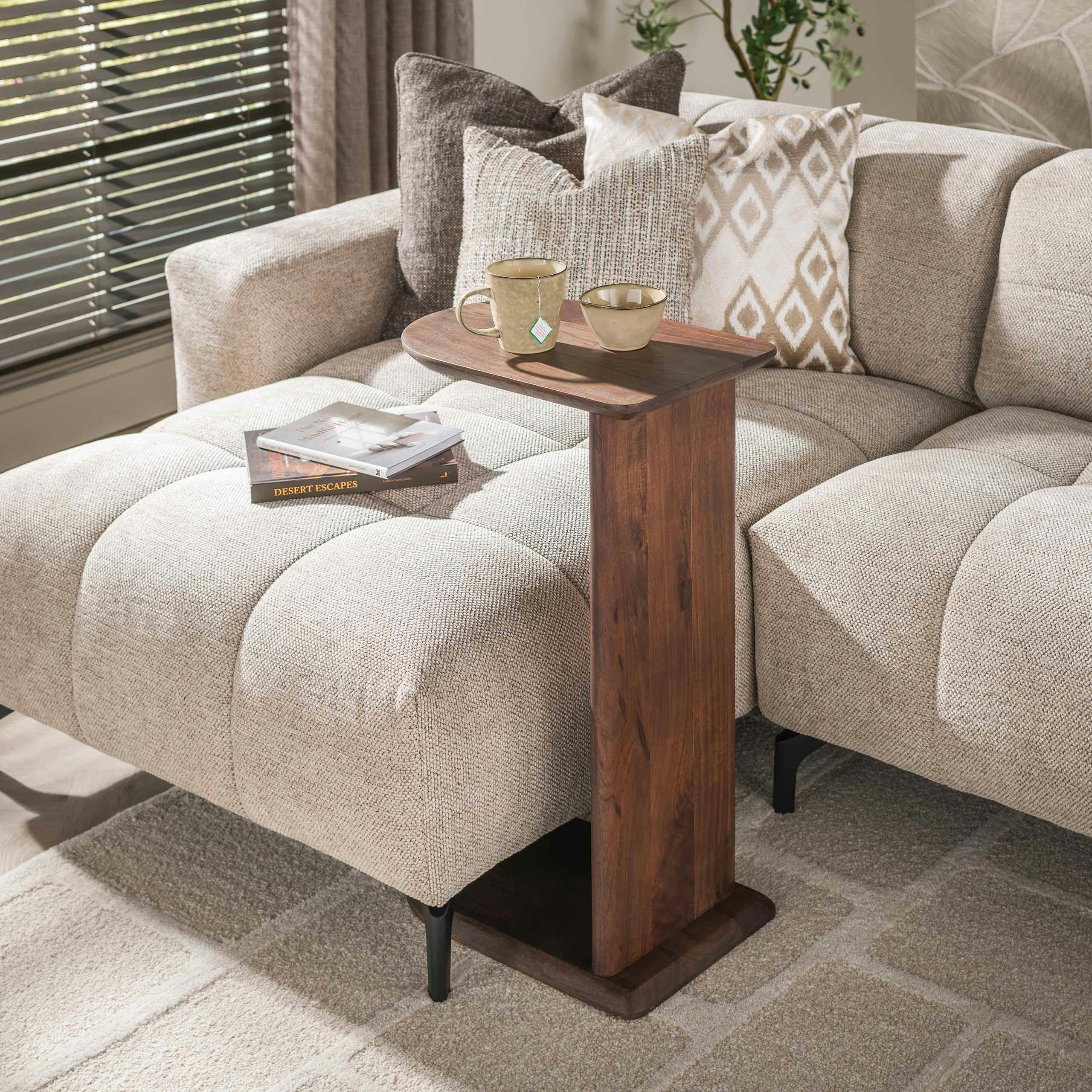 Tablette de canapé en bois d'acacia brun NAKO