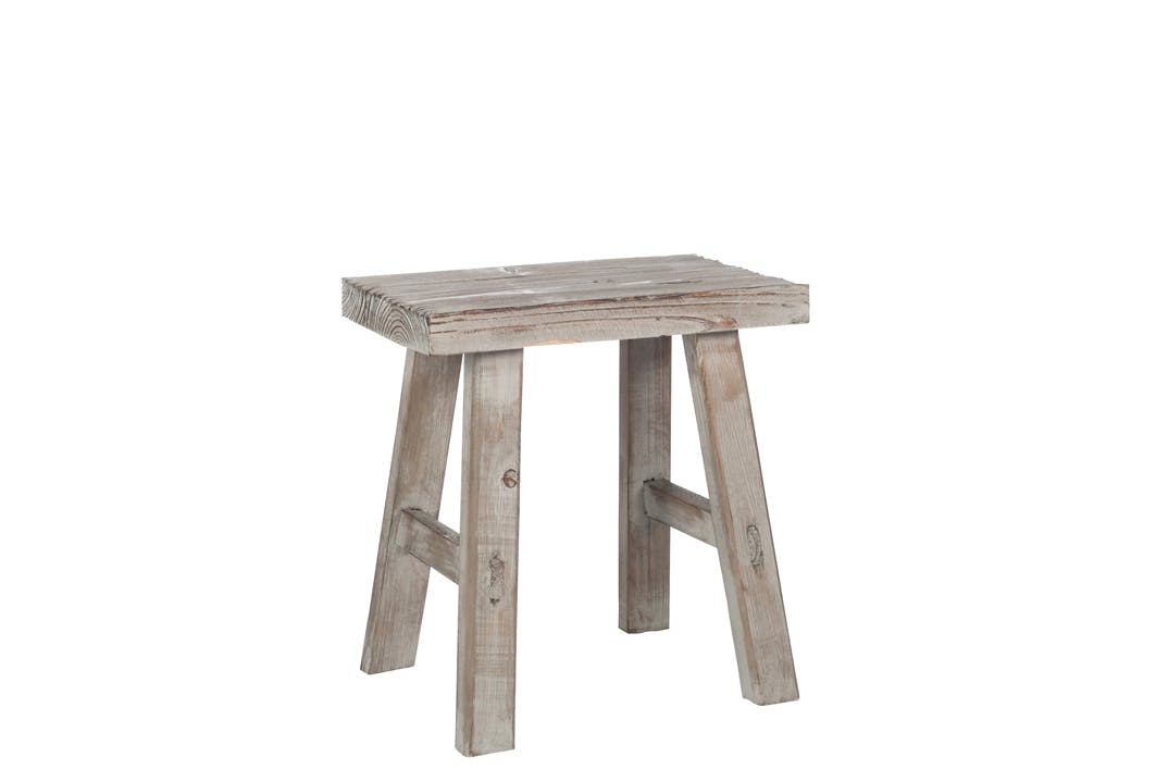 Tabouret antique en bois, coloris naturel 38x27x40cm