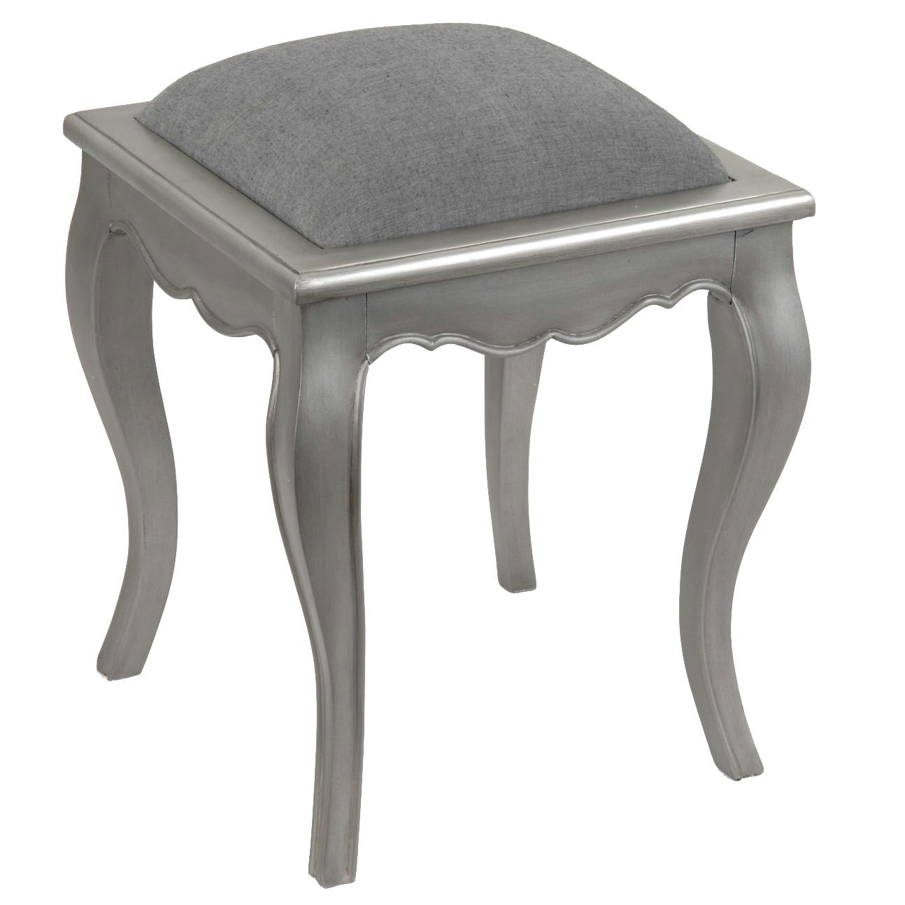 Tabouret argenté baroque Dagobert MURANO L 40 x P 40 x  H 46 AMADEUS