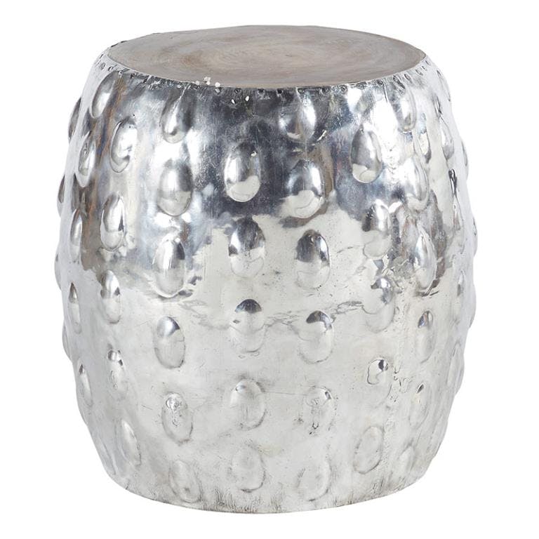 Tabouret arrondi 45cm - teck et aluminium MARRAKECH