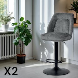 Tabouret bar réglable gris avec dossier (lot de 2) IENA