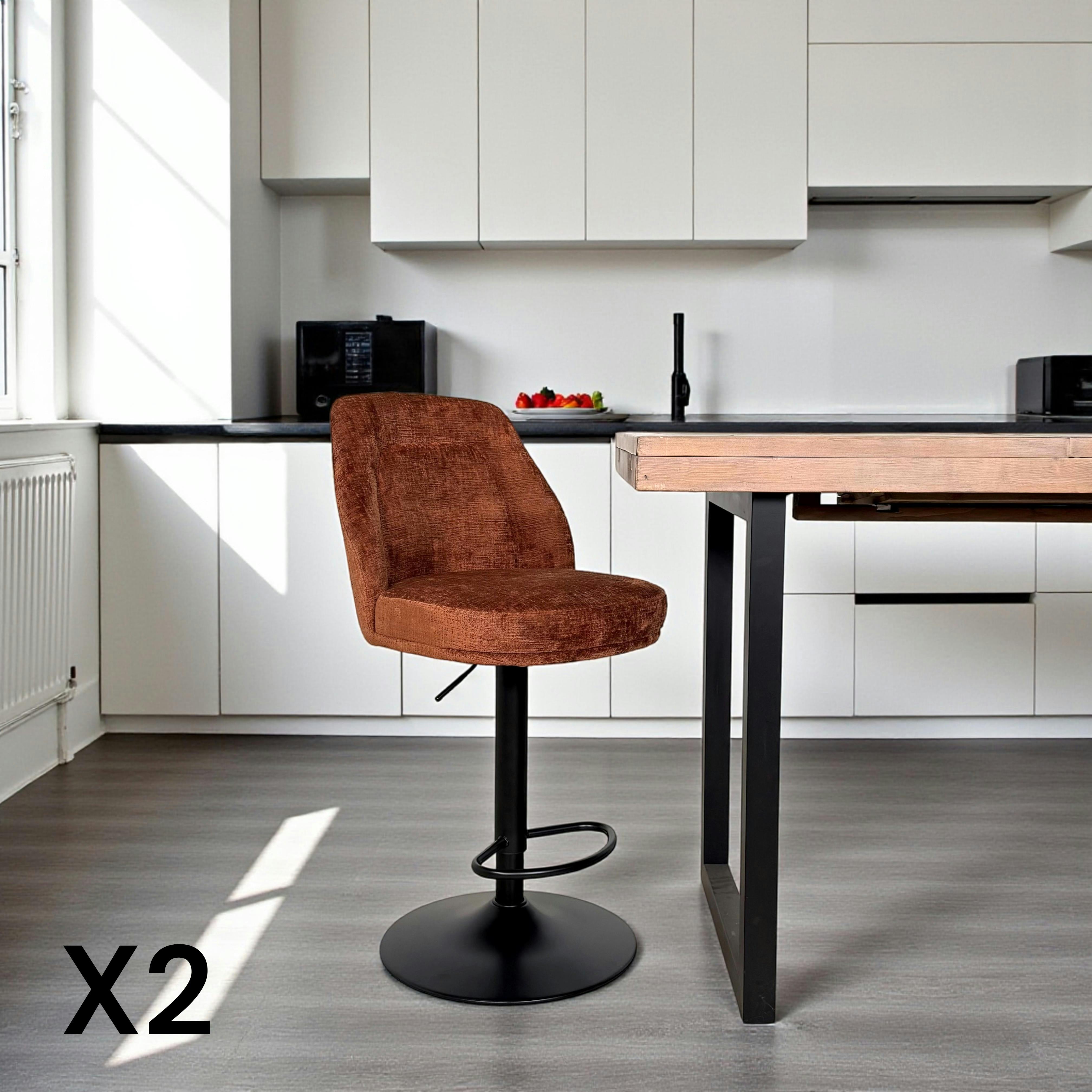 Tabouret bar réglable rouille avec dossier (lot de 2) IENA