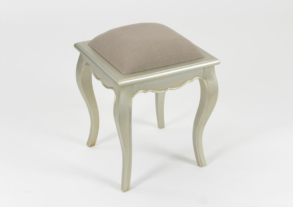 Tabouret baroque Dagobert argent antique MURANO L 40 x P 40 x  H 46 AMADEUS
