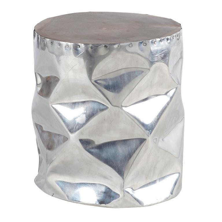 Tabouret bas 40cm Teck et Aluminium MARRAKECH