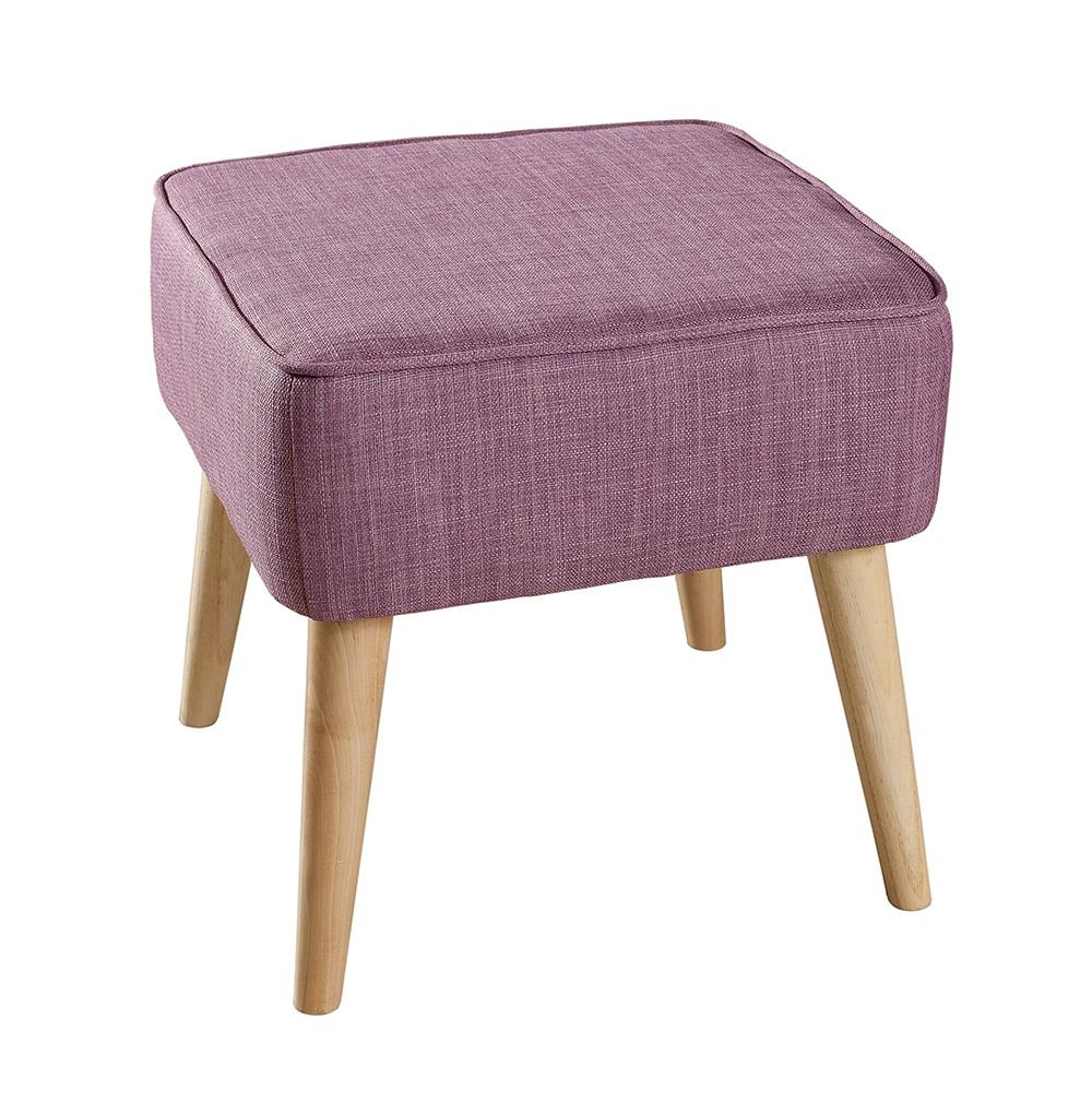 Tabouret bas carré tissu rose 41x41x40cm PASTEL
