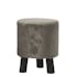 Tabouret bas rond assise vert et pied bois noir H36xD30cm